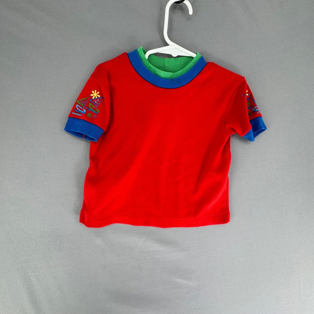 VTG OshKosh Bgosh Shirt 18M Made in USA 80s 90s Colorblock Sailboat Red Single